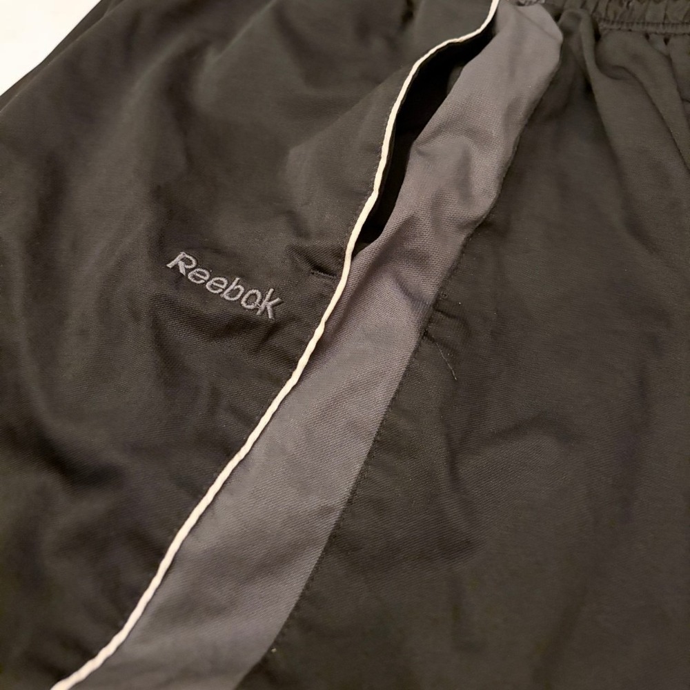 🦇 Y2K Reebok Black Slate Gray Mesh Lined Ankle Zip Track Pants Mens Large - Picture 4 of 8